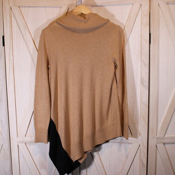Alfani Asymmetrical Gold & Black Sweater Size L Petite - Picture 2 of 6